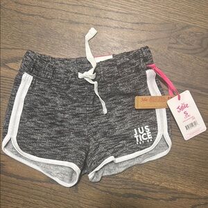 Justice Charcoal and White Athletic Shorts
